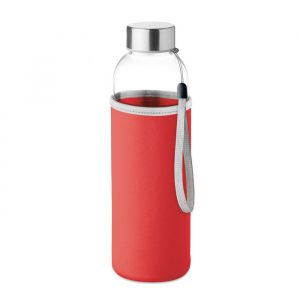 Bottiglia in Vetro 500ML con Custodia Colorata Bottiglia in Vetro 500ML con Custodia rossa