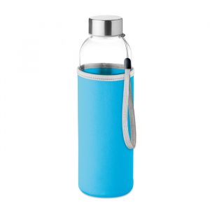 Bottiglia in Vetro 500ML con Custodia Colorata Bottiglia in Vetro 500ML con Custodia azzurra