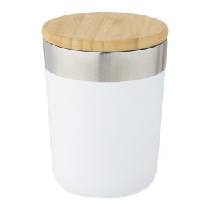 Bicchiere Termico in Acciaio Inox e coperchio in Bambù Bicchiere Termico in Acciaio Inox e coperchio in Bambù bianco