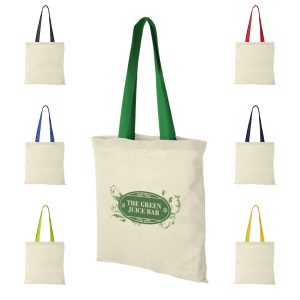 Shopper Cotone Naturale Manici Colorati 100gr Shopper in Cotone Naturale Manici Colorati 100gr