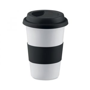 Tazza Caffè Americano in Ceramica e Silicone Tazza con Coperchio in Ceramica e Silicone nera