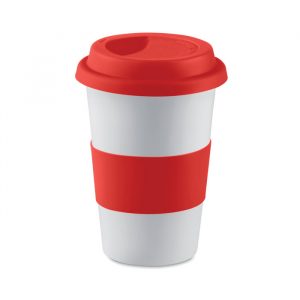 Tazza Caffè Americano in Ceramica e Silicone Tazza con Coperchio in Ceramica e Silicone rossa
