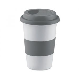 Tazza Caffè Americano in Ceramica e Silicone Tazza con Coperchio in Ceramica e Silicone grigia
