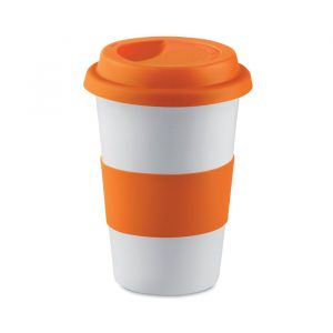 Tazza Caffè Americano in Ceramica e Silicone Tazza con Coperchio in Ceramica e Silicone arancione